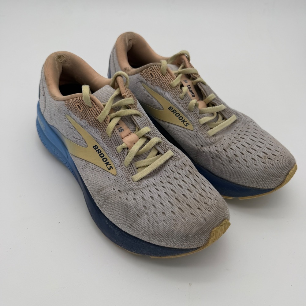 Brooks Ghost 16 Womens Running Shoes Grey Blue Gold 1204071B182 Size 8 B